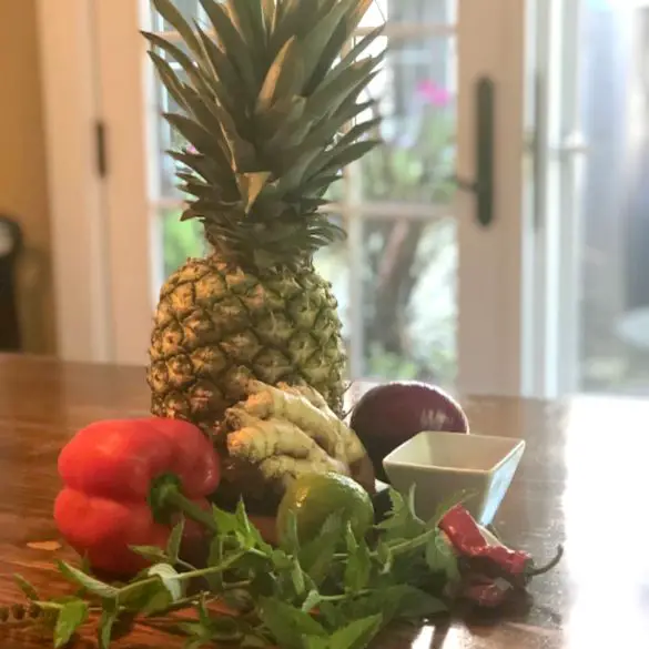 Best Pineapple Salsa Recipe display of fresh ingredients