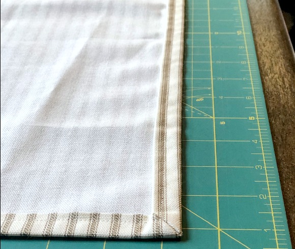 Make Your Own DIY Tea Towels closeup view of properly mitered corner