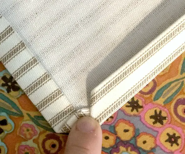 Make Your Own DIY Tea Towels first fold to miter the corners for stitching