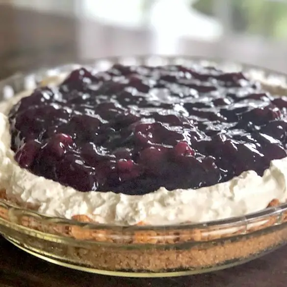 Cherry Cheese Pie closeup image of completed pie