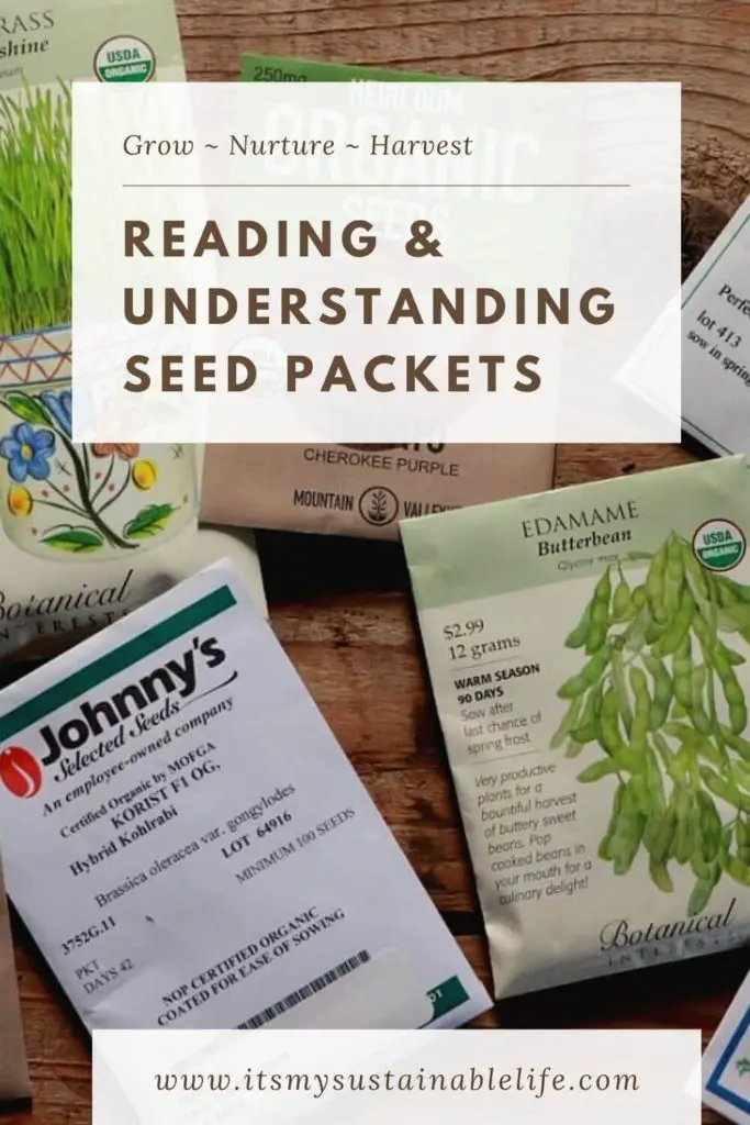 Reading & Understanding Seed Packets pin for Pinterest